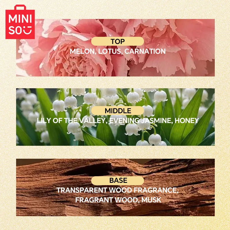 MINISO GLOWING HAPPINESS Women Perfume Original Luxury Floral Fruity Eau De Parfum Designer Fragrance For Woman Body Spray 50ml