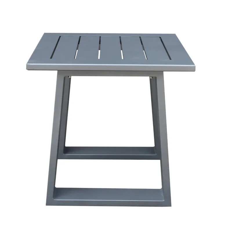 Outdoor Indoor Aluminum Square End/Side Table, Powdered Pewter Finish