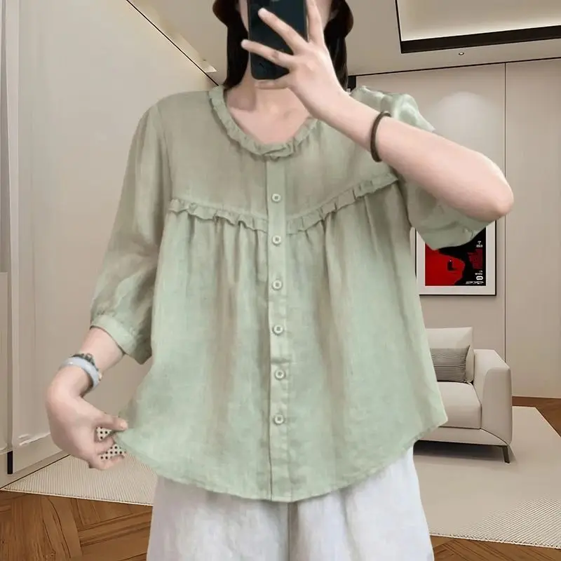 

Кружевные укороченные рубашки с короткими рукавами и вышивкой, женские французские изысканные милые женские художественные городские студенческие молодежные рубашки