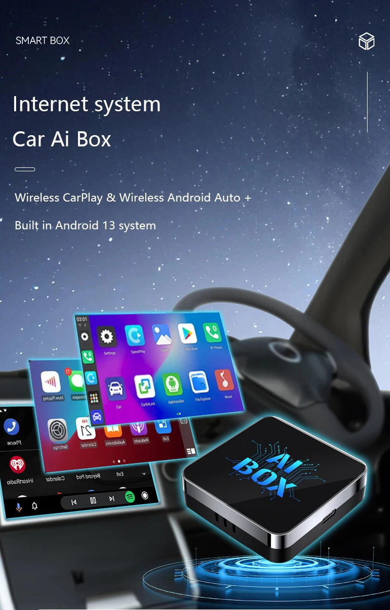 2024 Newest CarPlay AI Box Android 13 5G WiFi 4-Cores Android Auto Wireless CarPlay Adapter Built in Store for Netflix Youtube