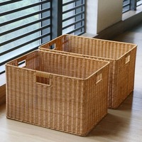 Seagrass Storage Basket-Woven Rattan Organizer with Lattice Design for Pantry Closet & Home Decor Multipurpose Snack Storage Box