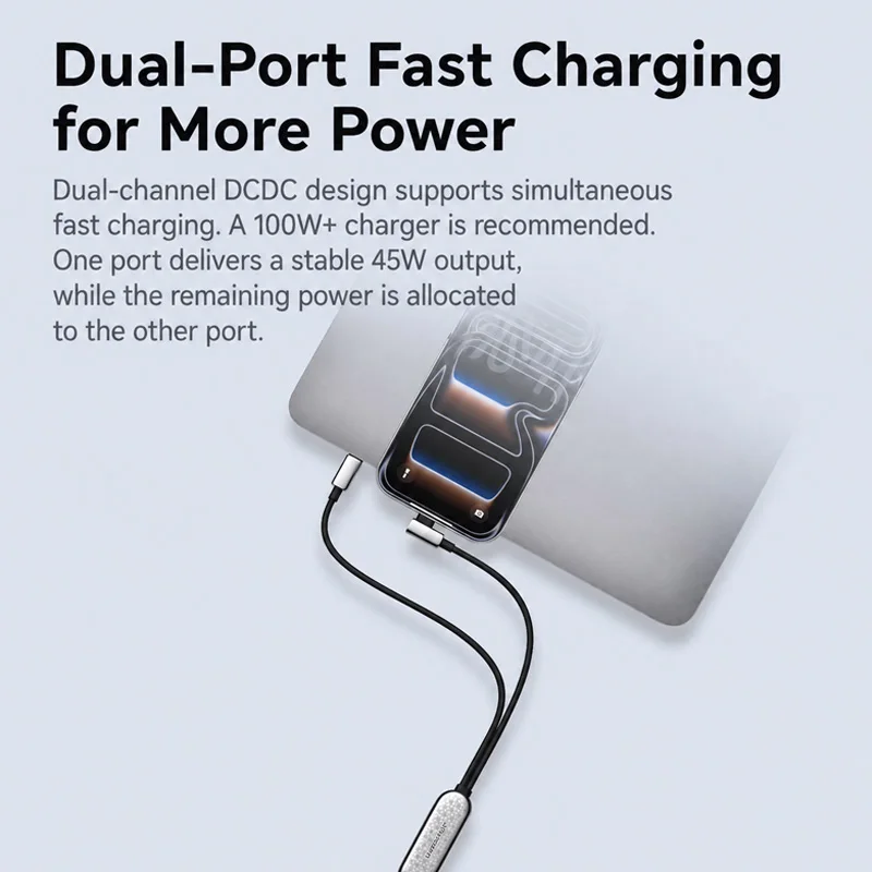 REDMAGIC 100W 1 to 2 USB Type C Fast Charging Cable Dual USB C Splitter 90 Degree Elbow Connector for Phone and Cooling Fan
