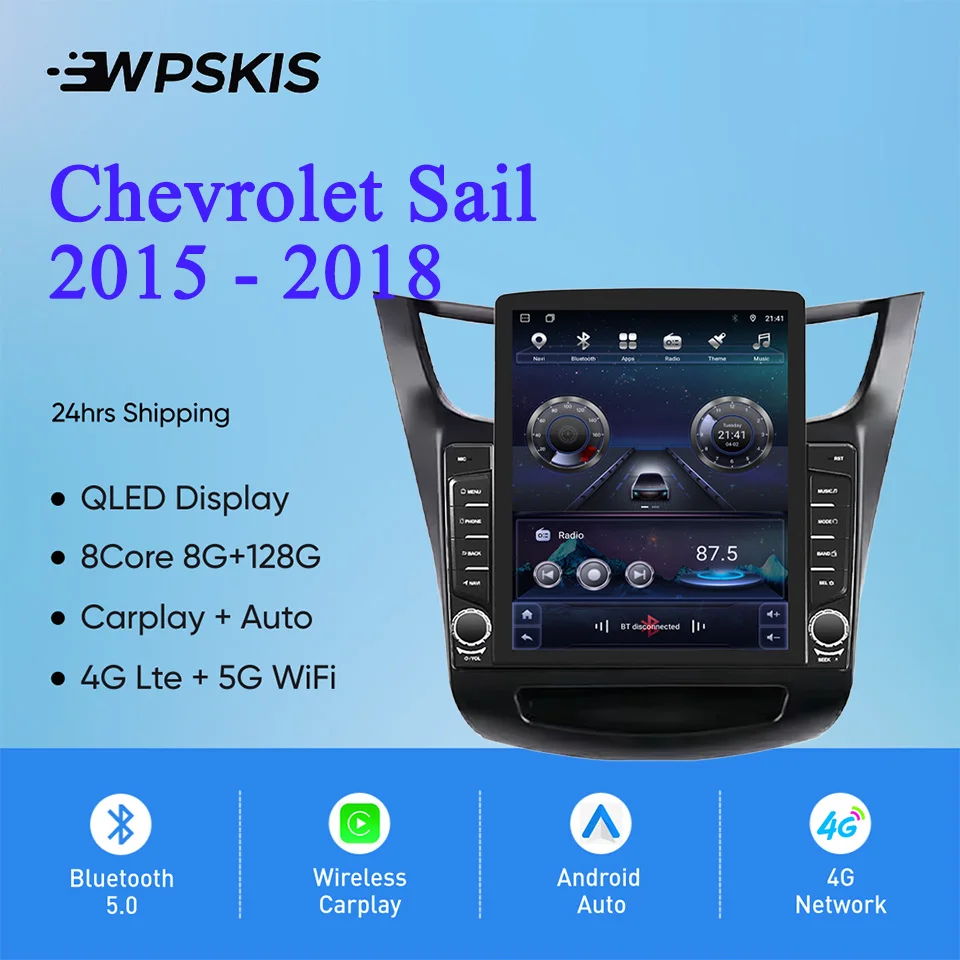 Android 14.0 Car Radio Audio Stereo DVD Player For Chevrolet Sail 2015 - 2018 Auto GPS Navigation Monitor Carplay Auto 4G Lte BT