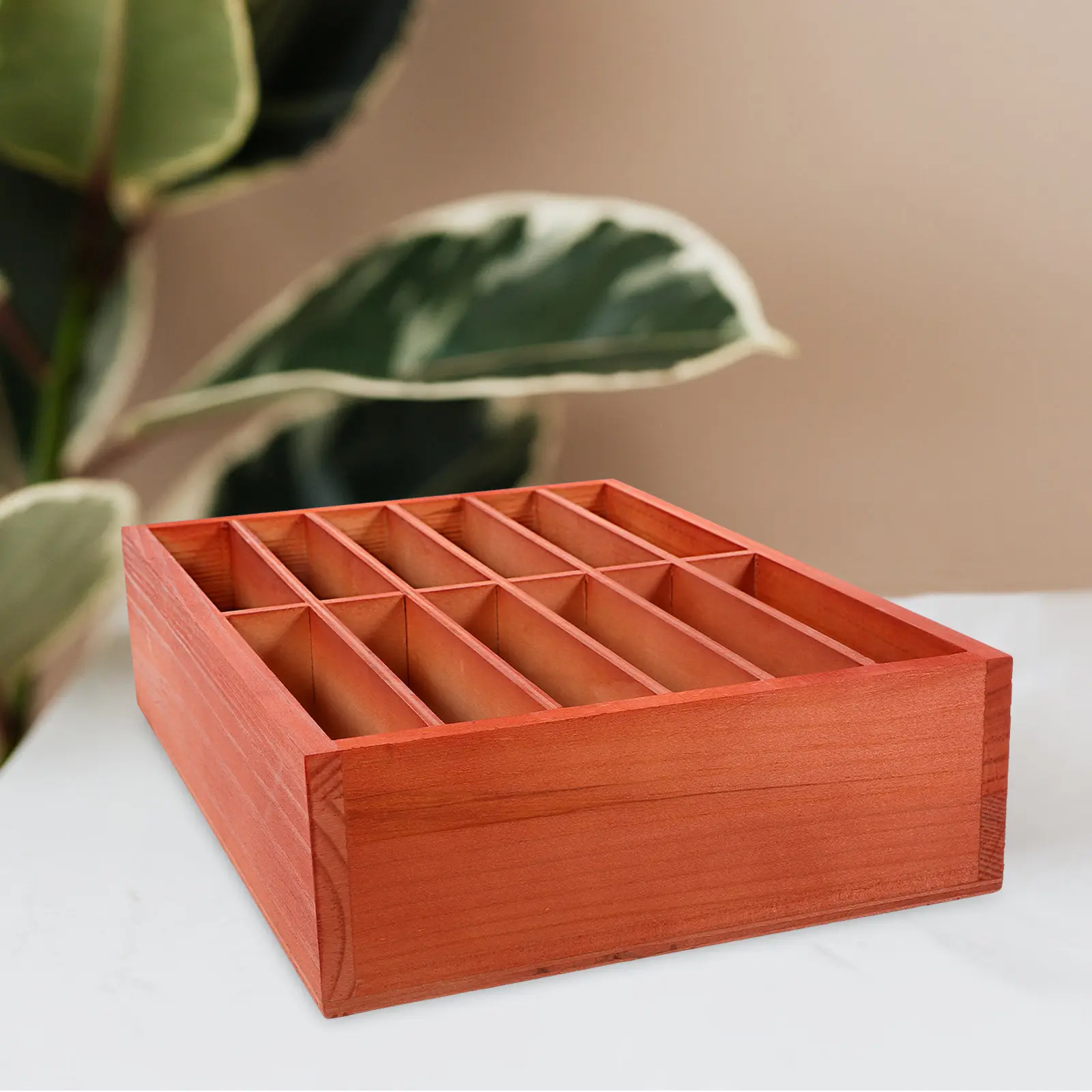 12-Grid Wooden Phone Organizing Box Desktop Mobile Phone Management Holder for Students Colleagues Teachers Office Home Study