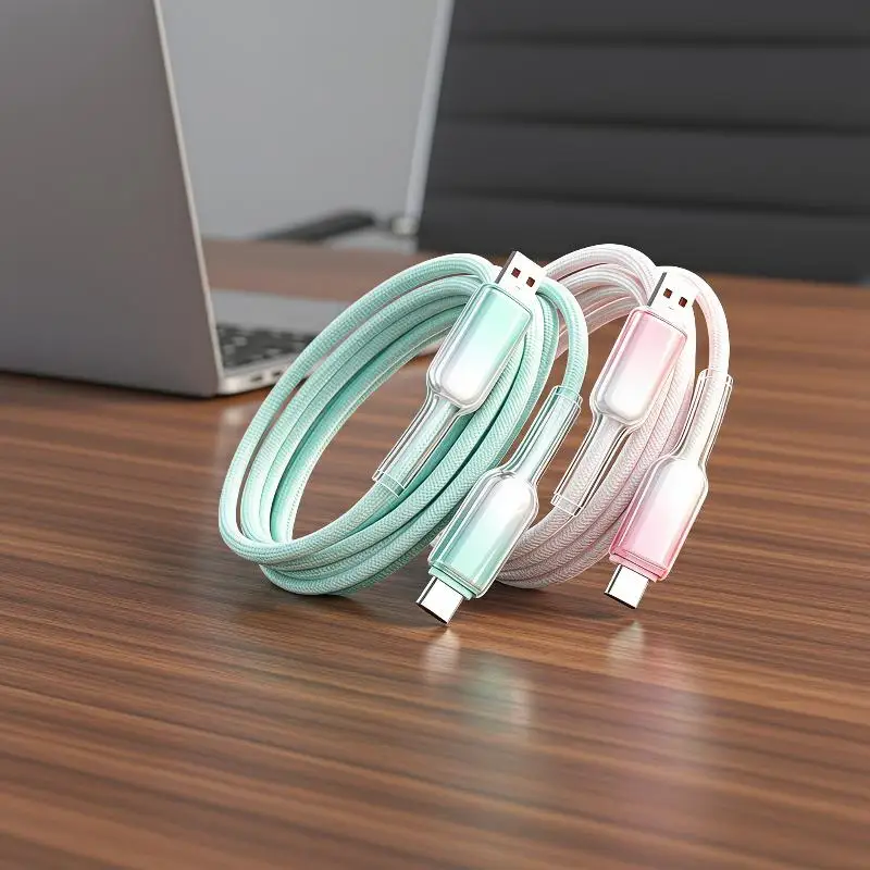 6A Braided USB C Charging Cable Super Fast Charging Crystal Clear Design Perfect For Home Office Travel Daily Use