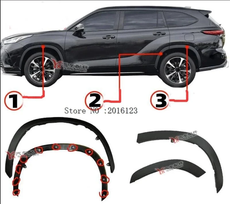 2020-2024 for Toyota Highlander Wheel arch trim   Bumper Leaf Trim Panel Automobile Wheel Eyebrow Anti Insertion