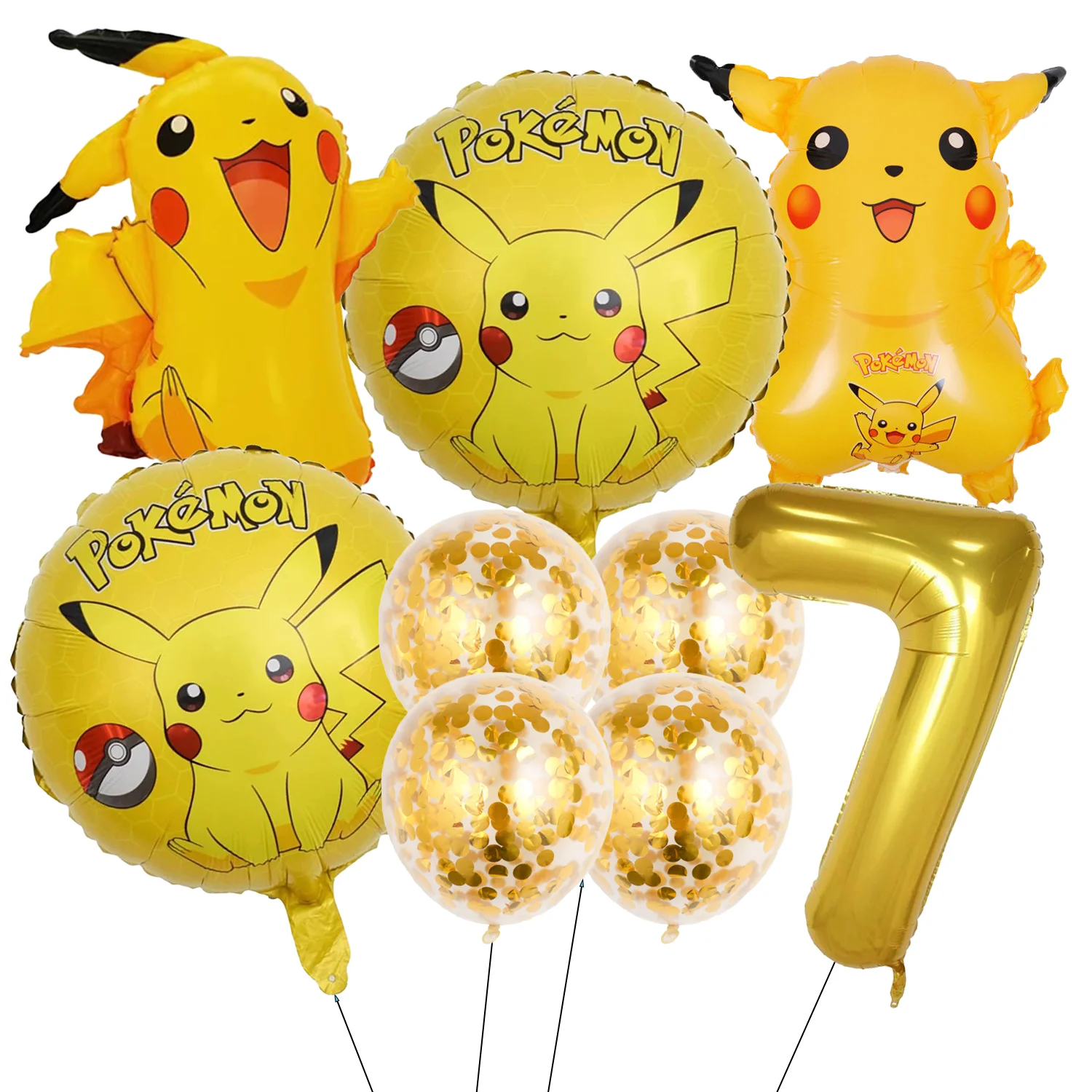 

Pokemon Birthday Party Decorations Themed Balloon 32 Inch Digital Balloon Set for Children's New Pikachu Aluminum Foil Ball Toy