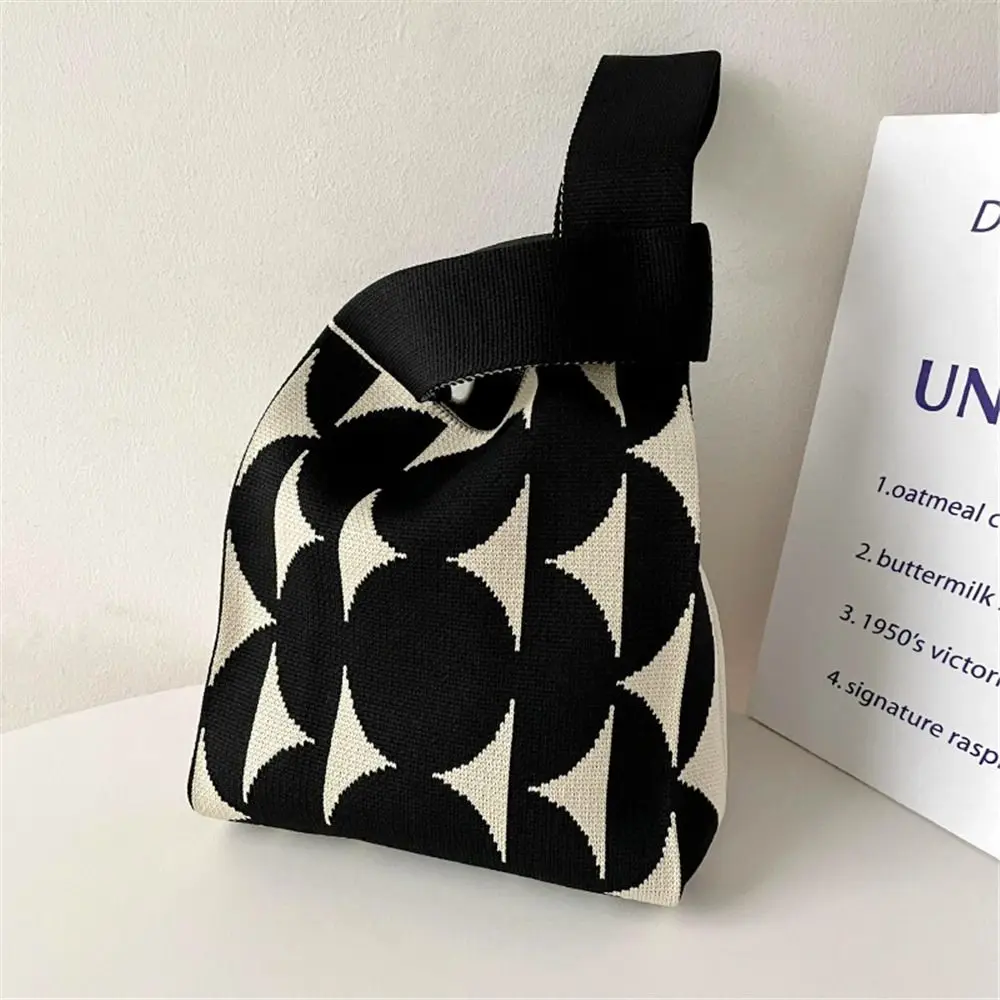 حقائب تسوق يدوية قابلة لإعادة الاستخدام للفتيات ، حقيبة حمل ، حقيبة معصم ، حقيبة يد محبوكة