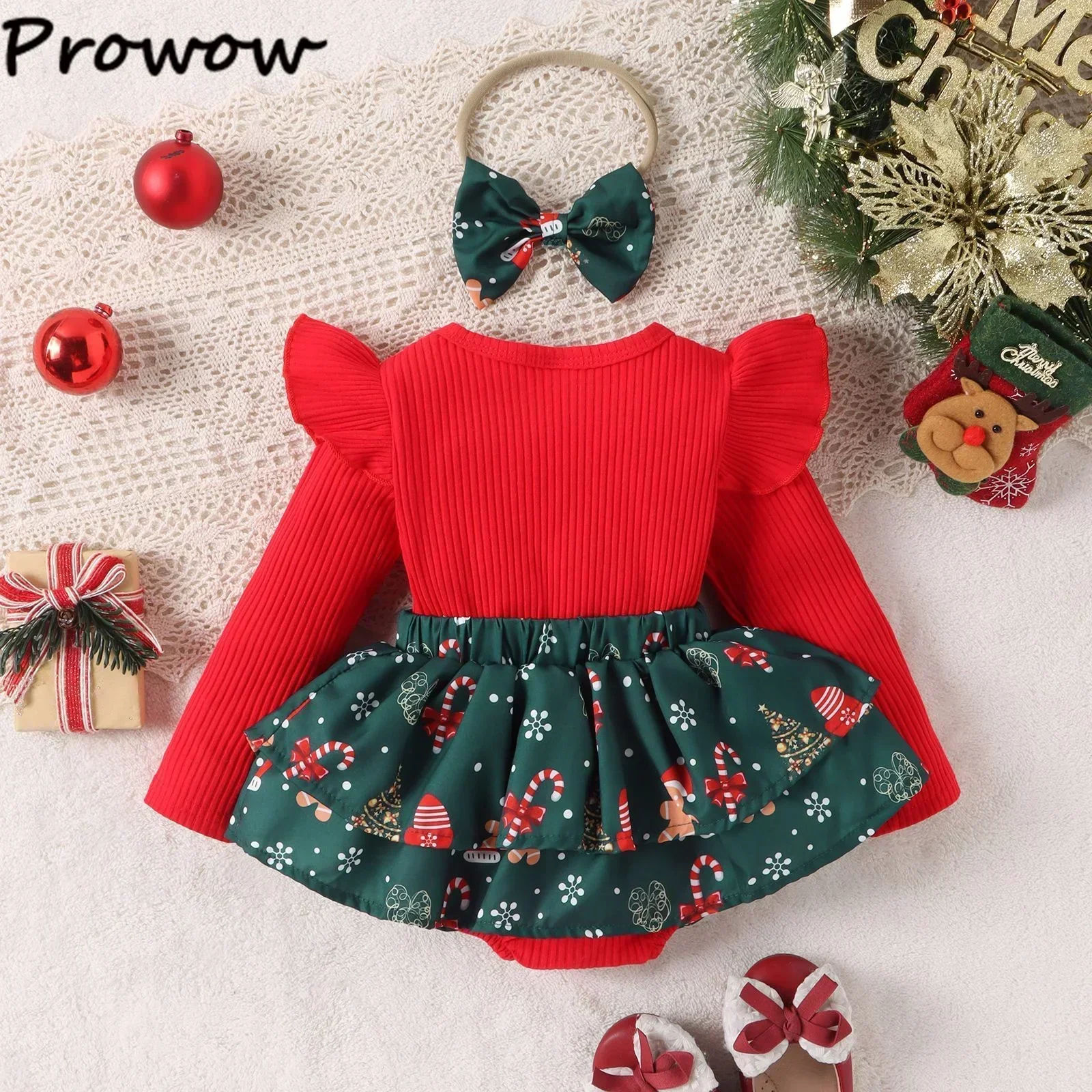 Costume de batterie de Noël pour bébés filles, robe rouge avec lettre Père Noël et nœud, grenouillères pour nourrissons, mes premiers vêtements de Noël