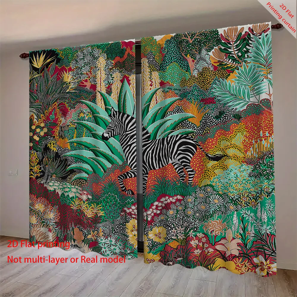 

Home decoration curtains, polyester fiber cartoon animal and plant printed curtains, suitable for bedrooms and living rooms