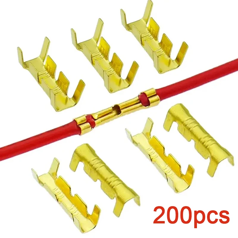 200pcs 453u Type 0.3-1.5mm2 Terminal Connector Dual Interface Terminal Electronic High Precision Yellow Copper