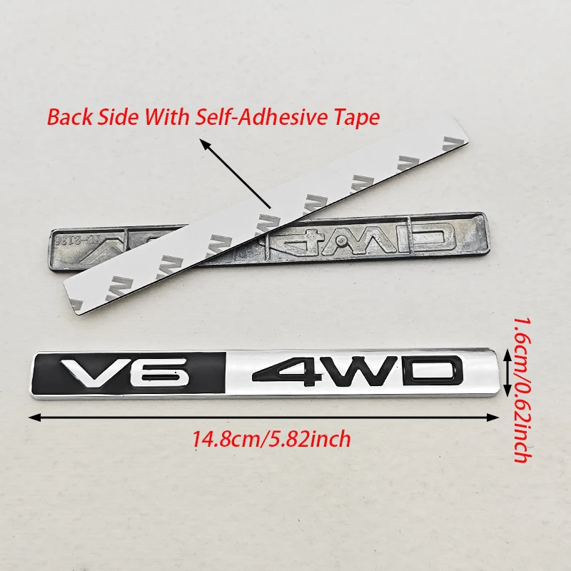 3D Zinc Alloy Logo V6 4WD Car Letters Rear Trunk Badge Sticker Emblem For Toyota Prado Land Cruiser 4Runner Auto Accessories