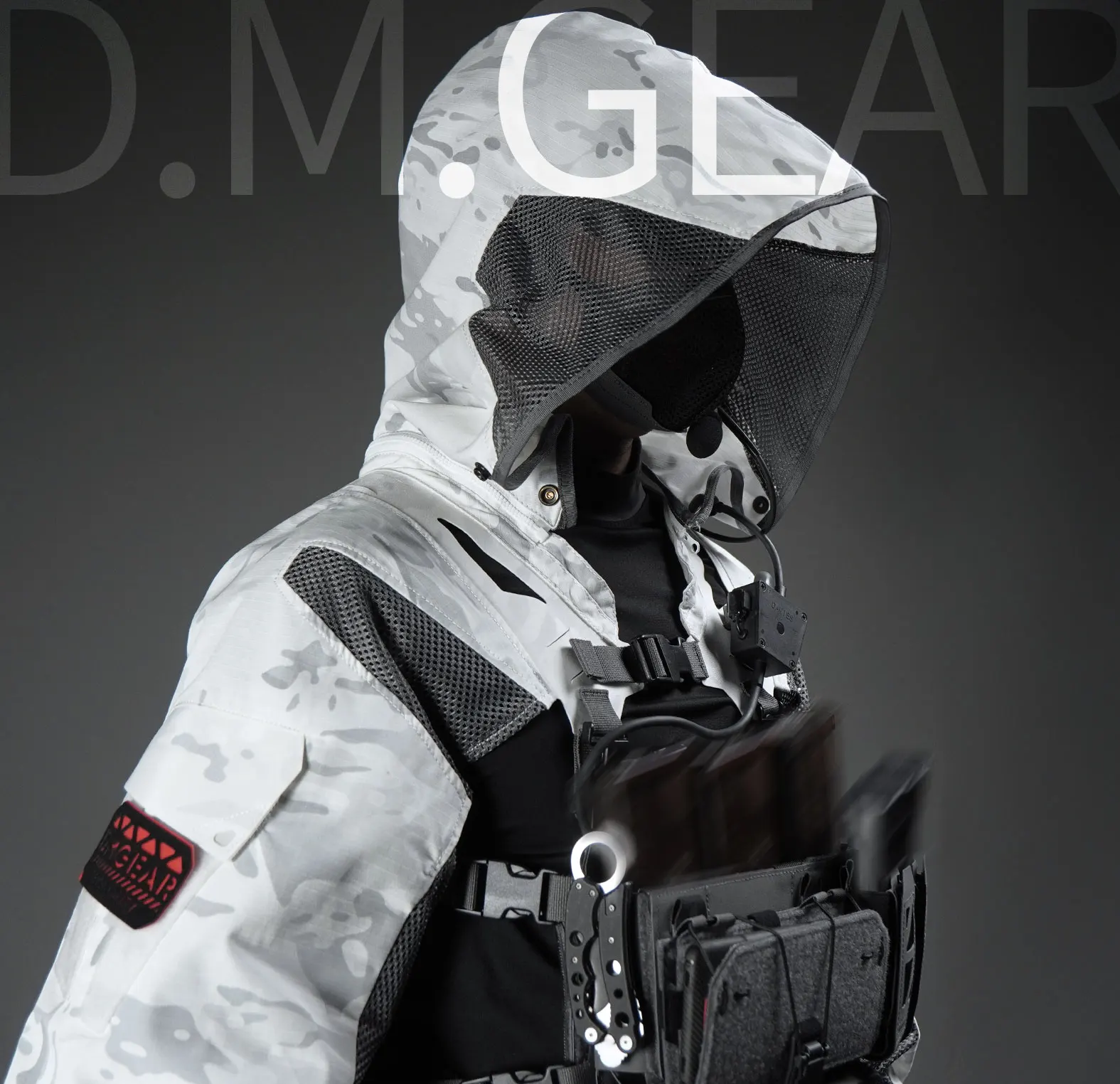 DMgear Tactical Hooded Coat Combat Uniform Long Sleeve Jacket Camouflage Black Breathable Comfortable Hunting Camping Outdoor