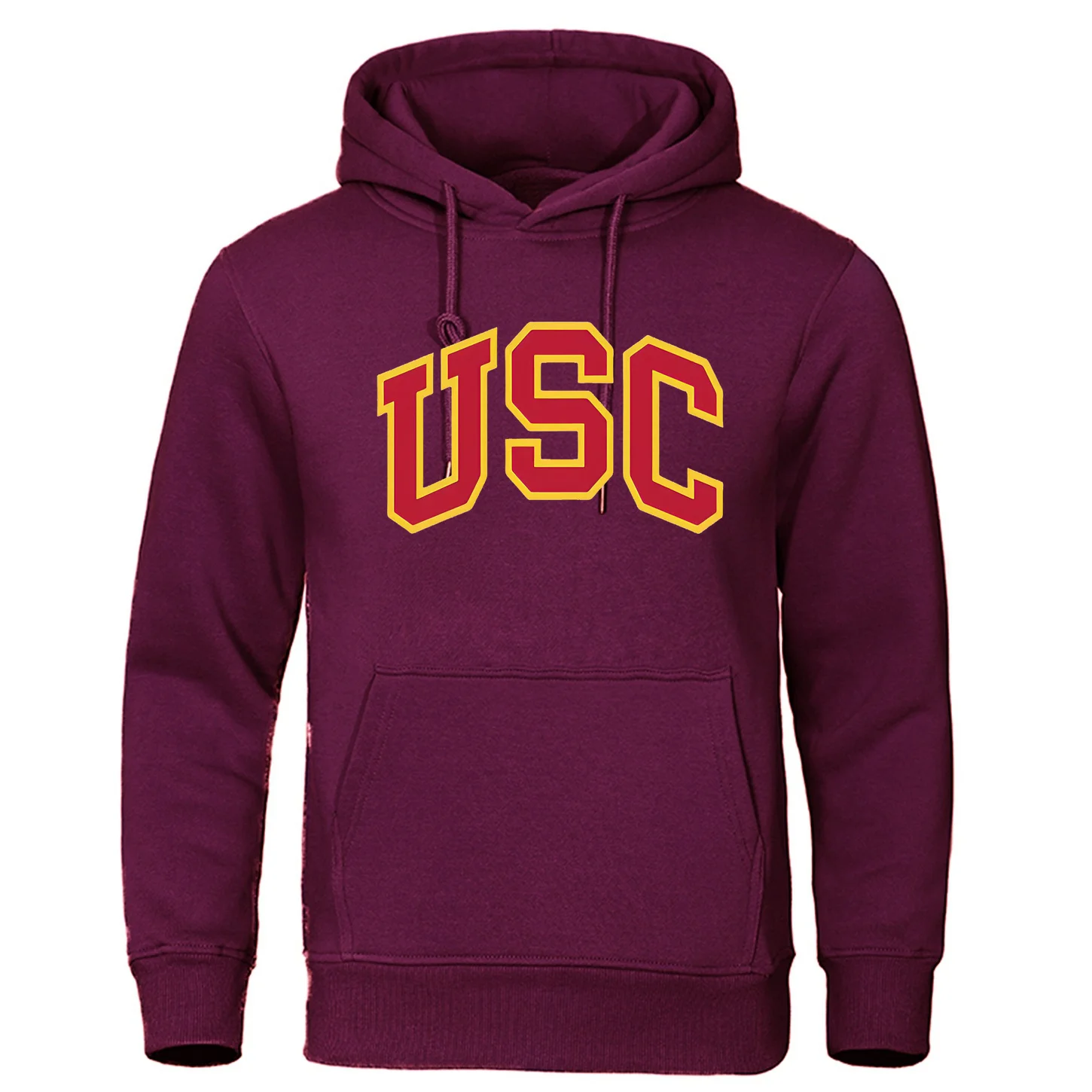 New popular loose and retro hoodie for men with letters USC printed hoodie for autumn and winter versatile men's long sleeved