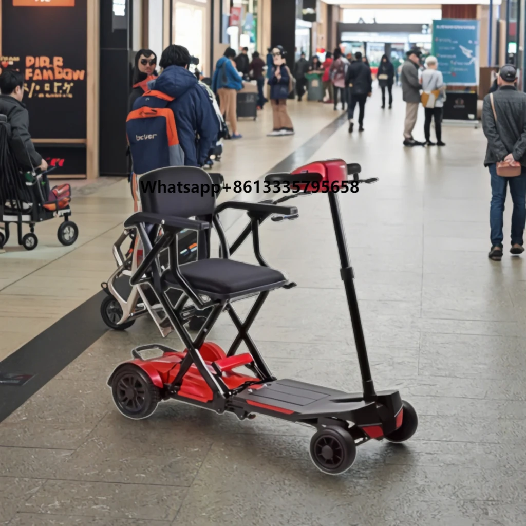 

High Performance Lightweight 4-Wheel Handicapped Portable Scooter Remote Control Folding Design for Rehabilitation Therapy