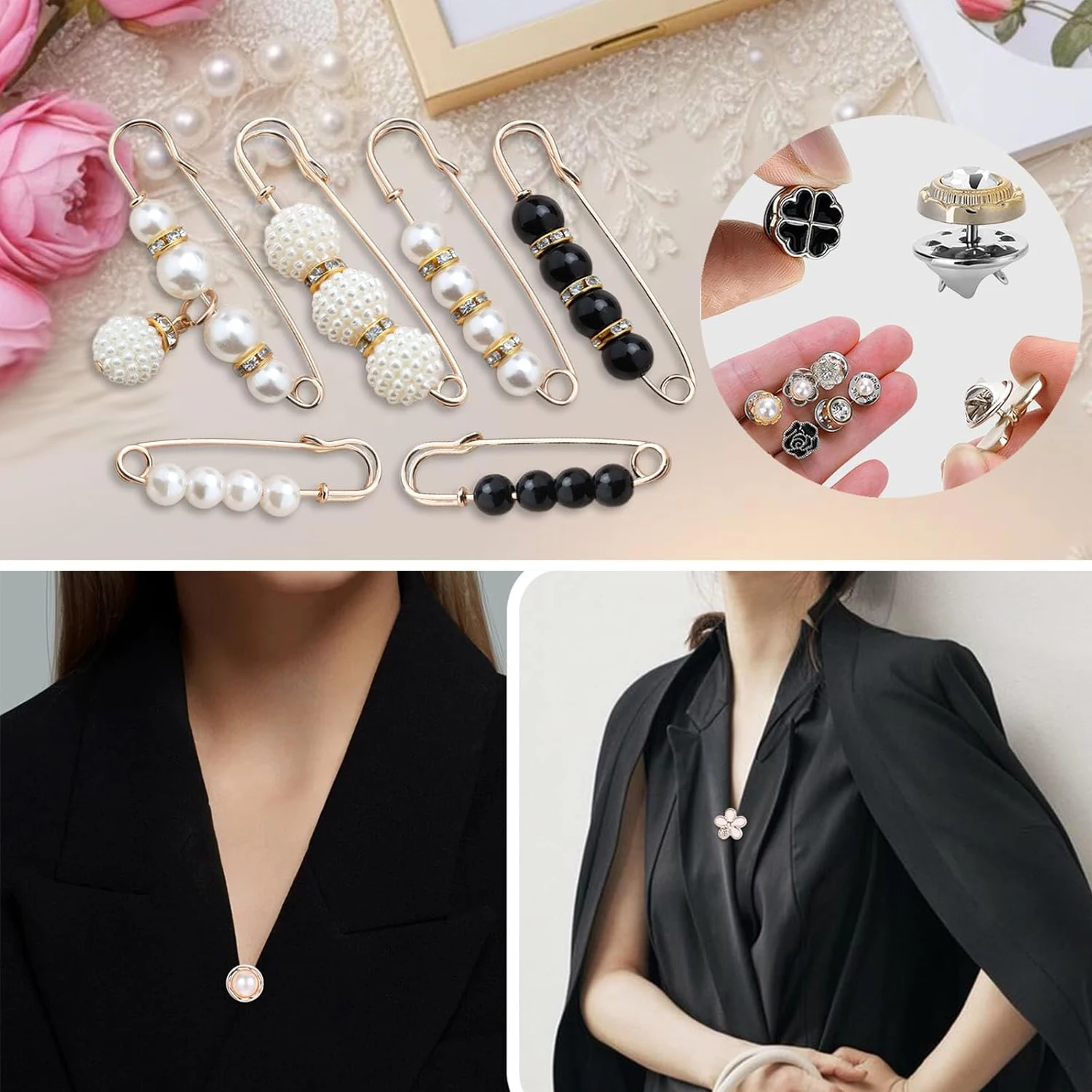 42-teiliges Schuh-Charm-Set für Turnschuhe, Junk-Socken-Charms-Set, Perlen-Strass-Socken-Charm mit Sicherheitsnadeln, DIY-Zubehör zum Dekorieren – Detail 5