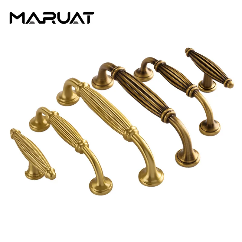 Antique Style American Vintage Brass Furniture Handles Drawer Pulls Bronze Kitchen Cabinet Wardrobe Door Knobs for Home Decor