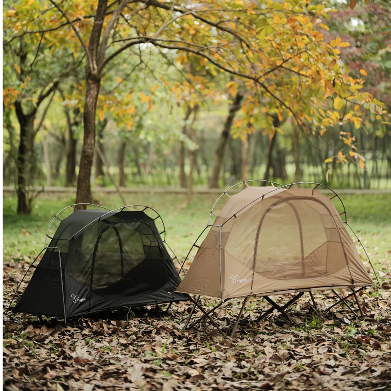 1 Persoon Dubbele Lagen Outdoor Camping Tent Geen Opklapbed Lichtgewicht Opvouwbaar Net Anti-Mug Draagbare Aluminium Paal