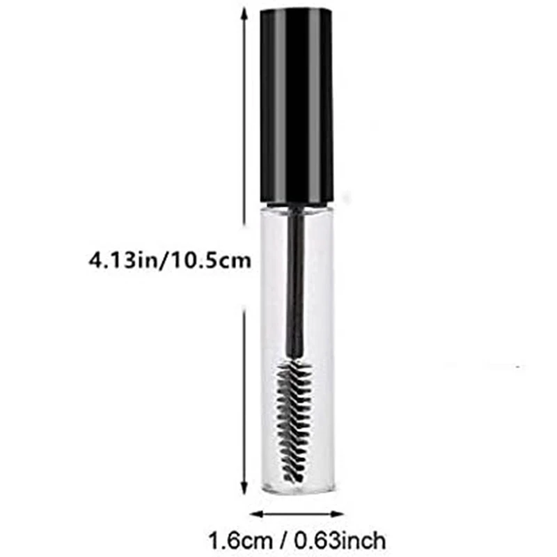 마스카라 빈 튜브, 블랙 및 투명 플라스틱 성장 액체 빈 병, 10 개
