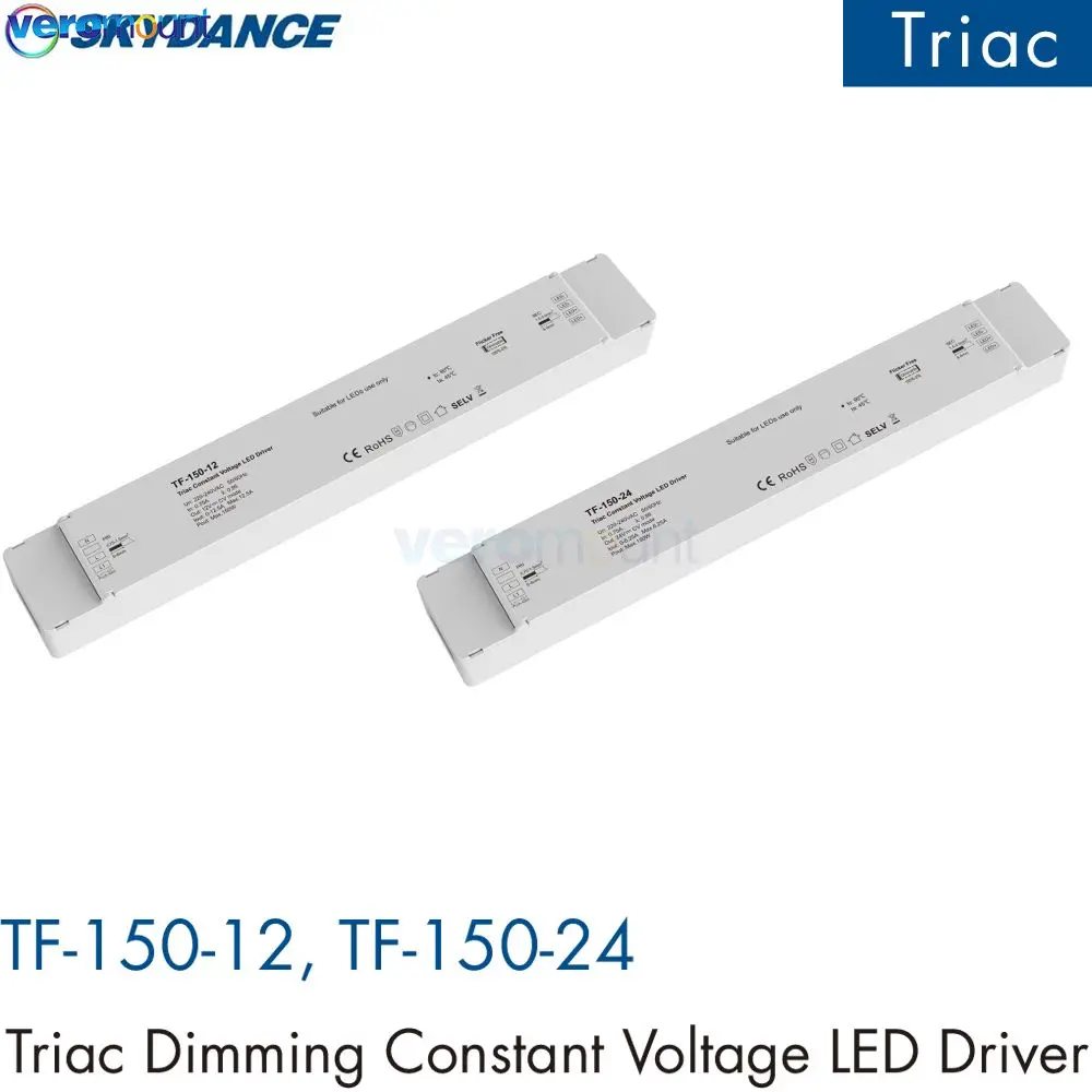 Skydance 150W Triac Dimming Constant Voltage LED Driver Push Switch DC 12V 24V Dimmable Slim Power Supply Phase-cutting Dimmer