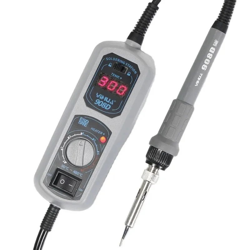 YIHUA 908D Electric Soldering Iron Temperature Adjustable Soldering Iron Station LED Digital Display Portable Welding Tools Kit
