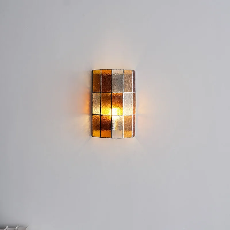 French Vintage Wall Lamps Stained Glass Wall Sconces Hotel Bedroom Bed Cabinet Background Atmosphere Art Illumination Luminaires
