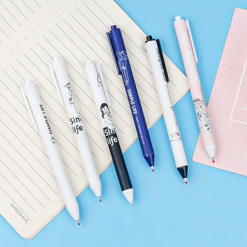 Ellen Brook 1 Piece Cute Simple Life Gel Pen Creative Press Office Gift School Supplies Stationery Kawaii Funny Pens