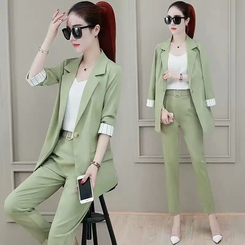 Women\'s Suit 2023 New Spring/Summer Small Suit Outerwear Three Piece Suit Outerwear Work Wear Fashion Temperament Work Wear