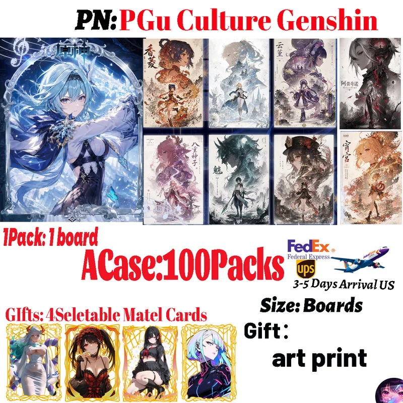 PGu Culture Genshin Impact Goddess A6 Boards Game Character Collectible TCG Trading Cards Trendy Hobby Collection Birthday Gifts