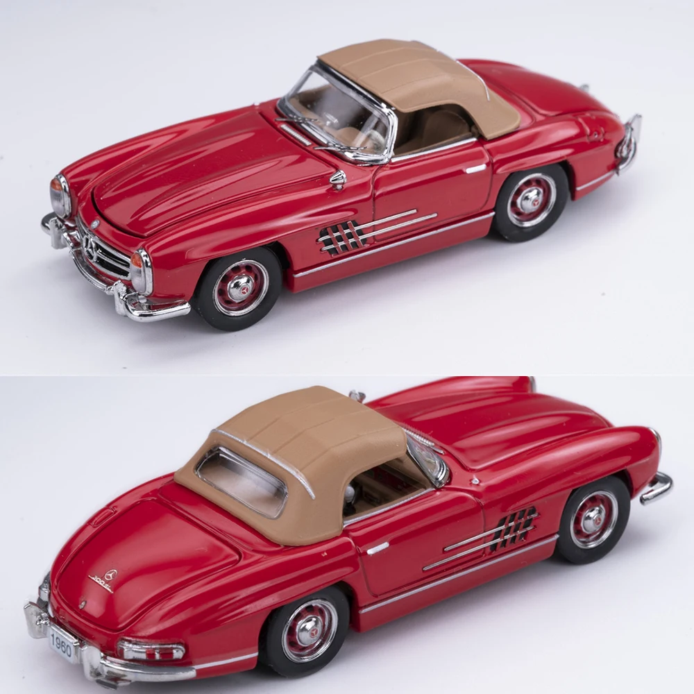 1:64 Diecast Mercedes-Benz 300SL Convertible Classic Car 1/64 FrontRear Convertible Metal Chassis Soft Top/hard Top Sports Car