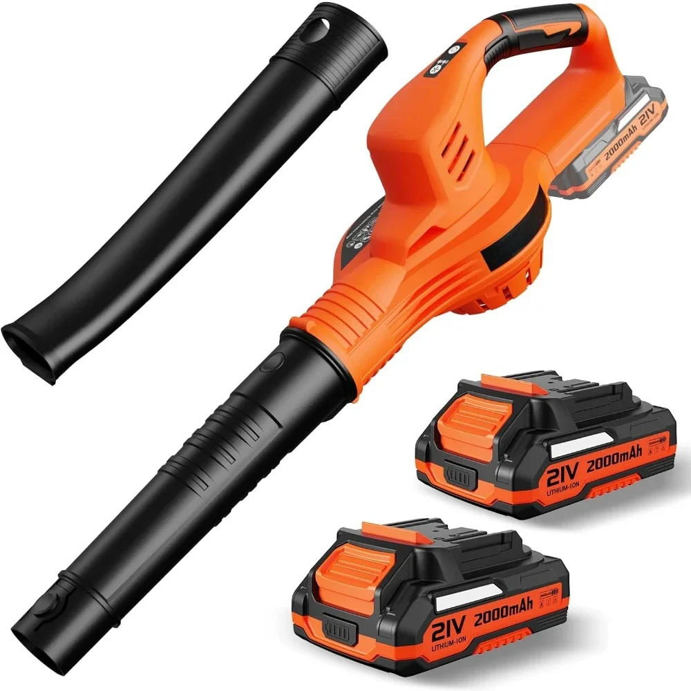 21V Electric Cordless Leaf Blower with 2 Batteries and Charger, 2 Speed Mode, 2.0Ah Lightweight Battery Powered Leaf Blowers