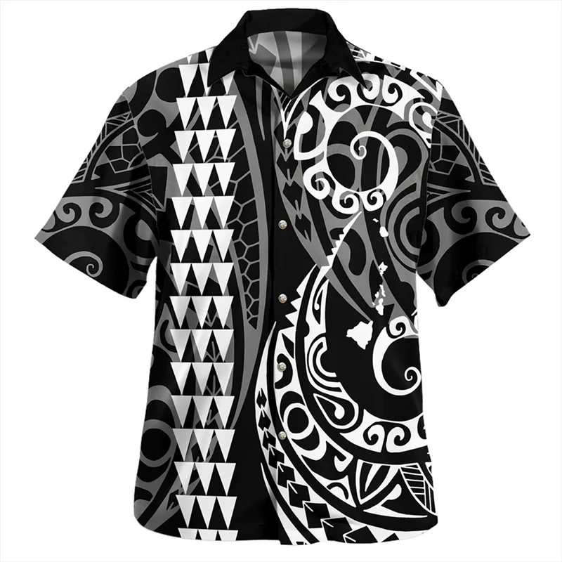 Harajuku New 3D Amercian Polynesian Hawaii Flag Printing Shirts Men Hawaii Coat Of Arm Graphic Short Shirts Fashion Clothes Top