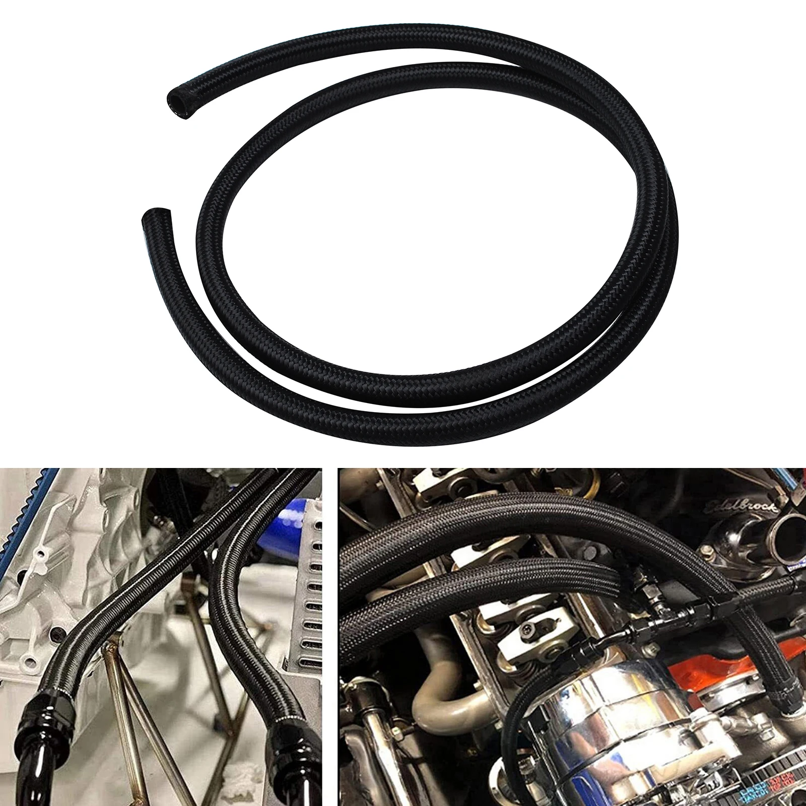 

CPE AN8 Fuel Line Kit, 5FT/1.5m Transmission Cooler Lines CPE Nylon Stainless Steel Braided - Nylon Tubing Modification Kit