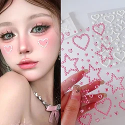 INS Music Party Face Jewels Sticker maquillaje ojos 3D DIY Rosa amor corazón forma pegatinas Festival accesorios pegatinas de arte coreano