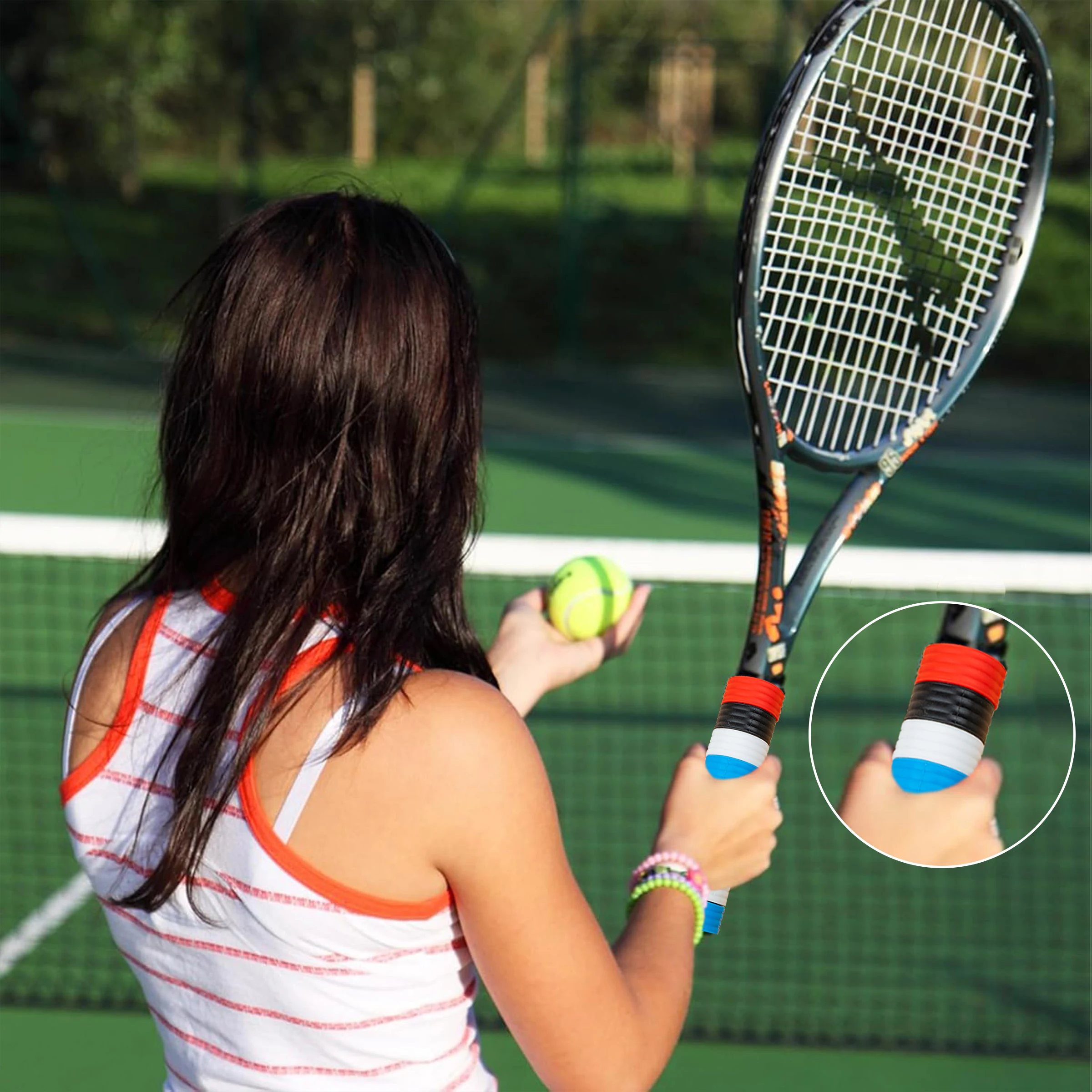 Silicone Racket Anti-Slip Ring, Tennis Racket and Badminton Racket Handle Wrap Anti-Slip Cover, Shock-Absorbing Anti-Slip Grip Protective Cover