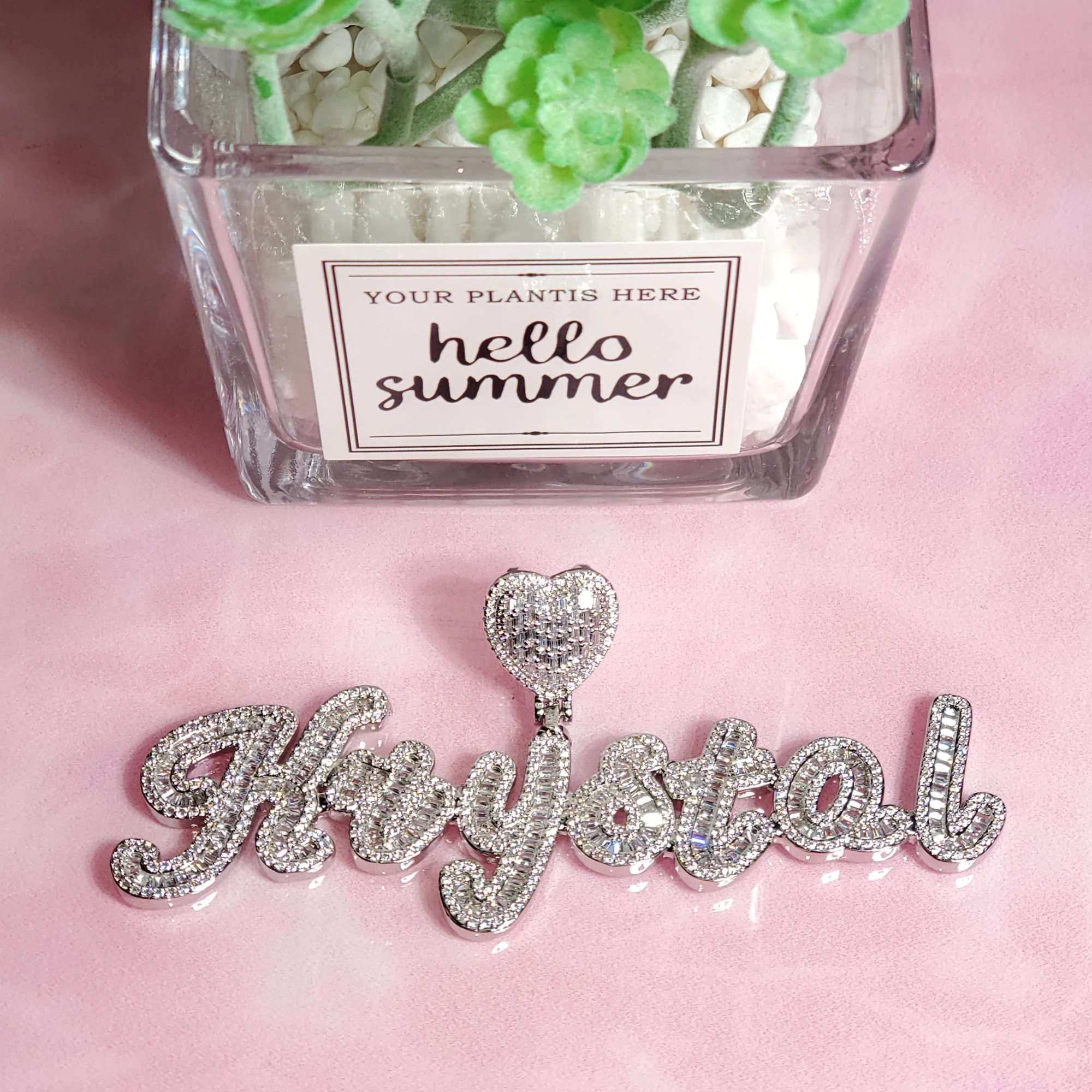 Imagem -05 - Gelado Coração Bail Custom Brush Necklace Cursive Letter Name Pendant Acessórios da Moda Quente Presente Personalizado para Ela Jóia Feminina