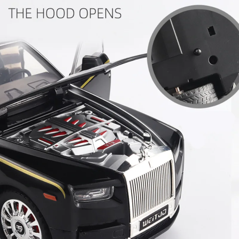 1/18 Rolls Royce Phantom Alloy Car Model Diecast & Toy Vehicles Metal Car Model Collection Simulation Sound and Light Kids Gifts