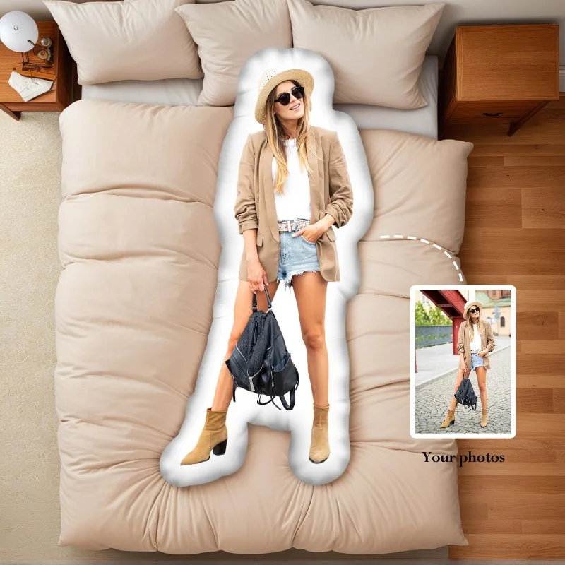 Customized Plush Pillow Doll, Edge-Cut Outline Soft Toy, Any Photo Print Body Cushion, Unique Birthday Surprise Gift for Her Him