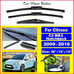 Wiper Front & Rear Wiper Blades Set For Citroen C3 MK2 Hatchback 2009-2016 2010 2011 Windshield Windscreen Window 26