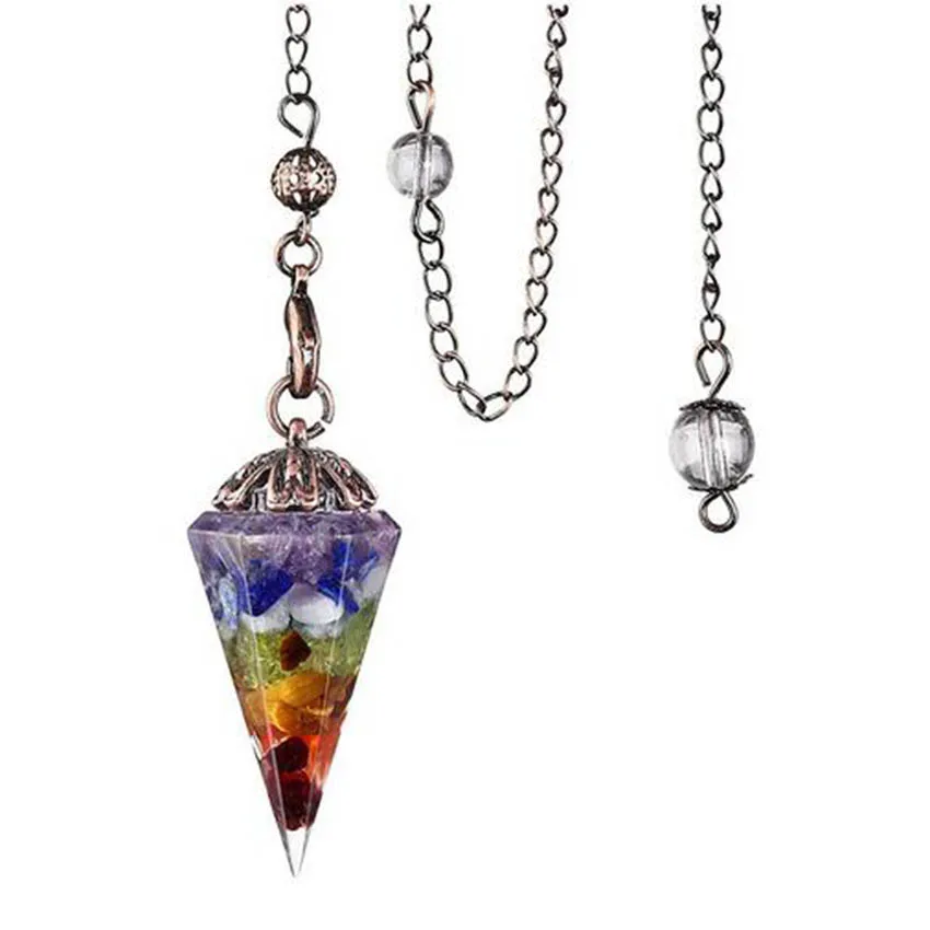 Natural Healing Crystal Orgonite Resin Pendulum For Dowsing Divination Chakra Quartz Hexagon Orgone Energy Reiki Stone Pendant