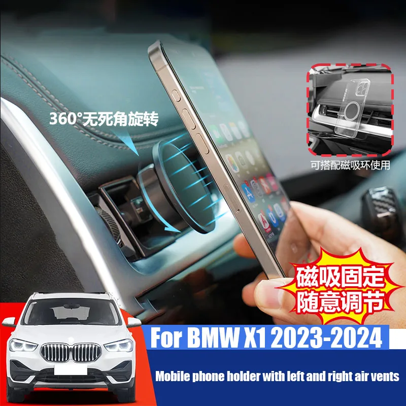 

For BMW X1 U11 U12 2023 2024 2025 Car left and right air vents phone holder magnetically fixed