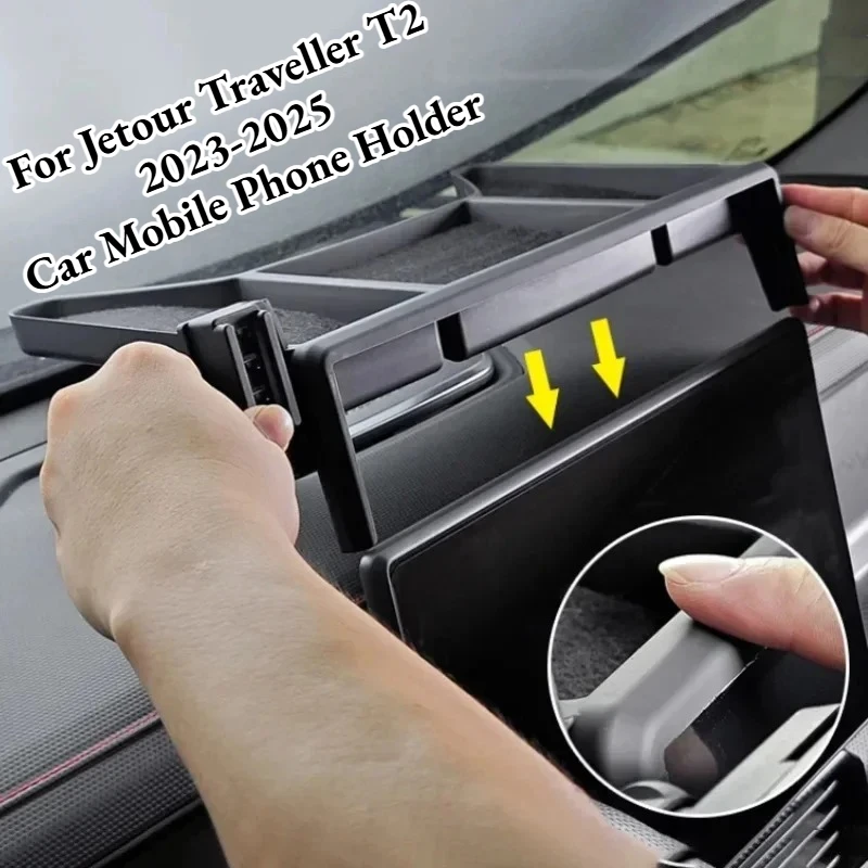 

Car Phone Mount Holder for Jetour Traveller T2 2023-2025 Dashboard Storage Box Center Console Organizer Auto Interior Accessorie
