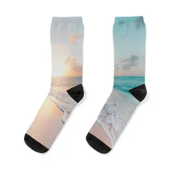 Ocean Blue Shore Sunset Socks Stockings kawaii Socks Men's Women's