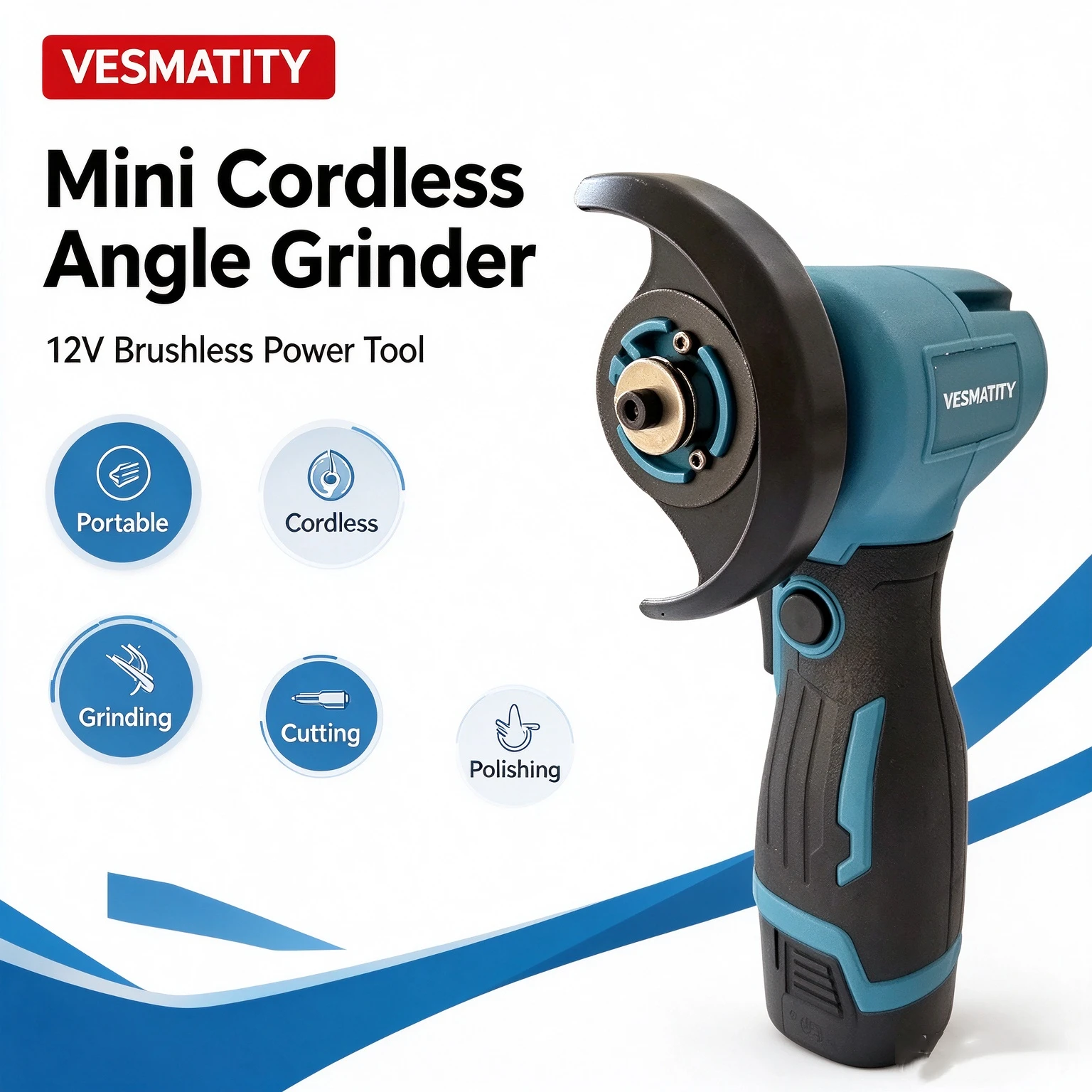 Brushless Mini Cordless Angle Grinder Electric Polishing Cutting Grinder Machine Universal For 12V Battery Home DIY Power Tool