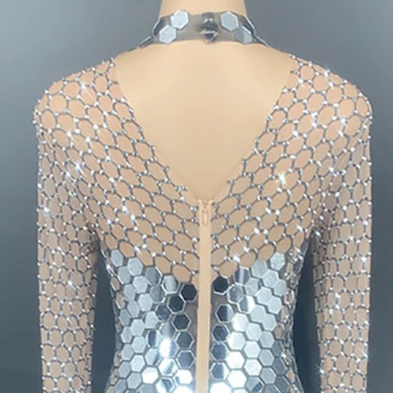 의상 무대 쇼 섹시한 관점 전체 다이아몬드 렌즈 드레스 나이트 클럽 바 여성 가수 공연 Vestidos De Fiesta De Lujo