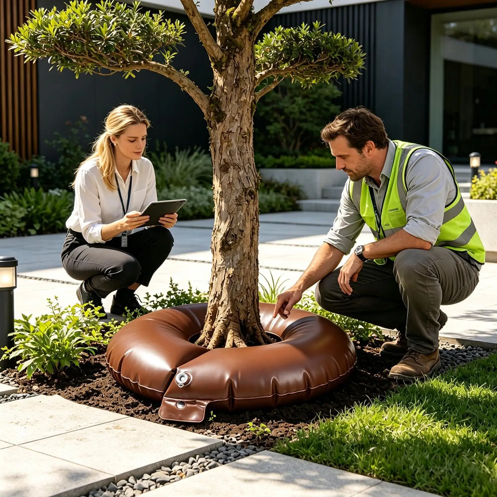 Tree Watering Bags Slow Release 10 Gallon Ring-Shaped PVC Adjustable Tree Watering Bags For Gardens Patios Courtyards Orchards