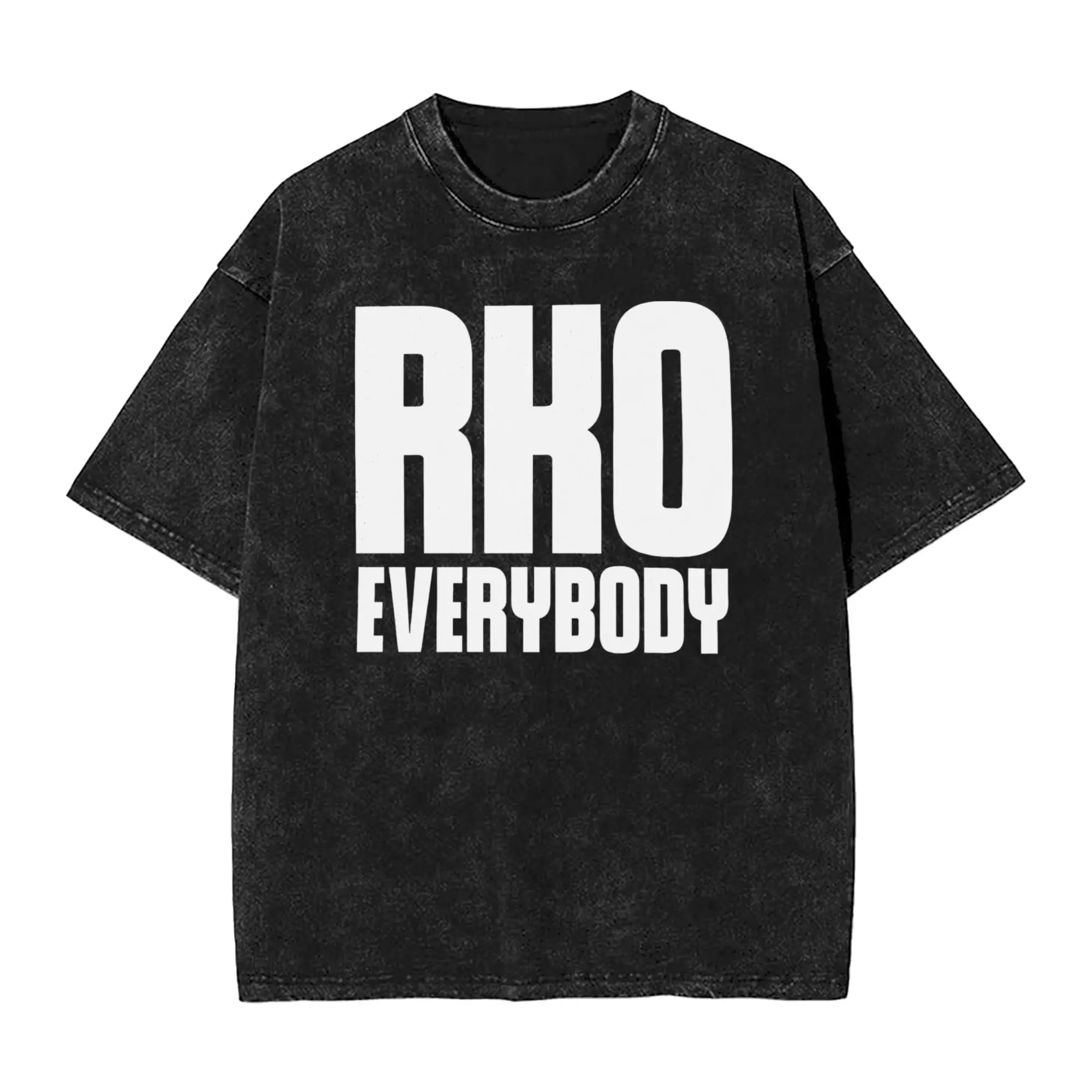 RKO Everybody Funny Washed T-Shirts for Men Women  Novelty Pure Cotton Tees O Neck Short Sleeve T Shirt Big Size Clothing