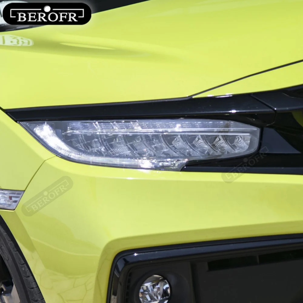 For Honda Civic 10th 2016-2021 19 2020 TPU Car Headlight Film Protective Sticker Lamp Hoods Transparent Smoke Black Accessories