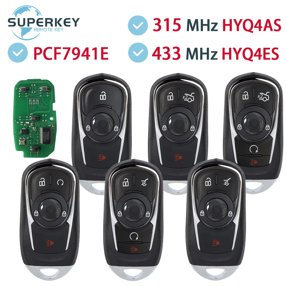 

For Buick Enclave Regal Encore GX Lacrosse Envision 2021-2024 Smart Remote Key 315/433MHZ PCF7941E HYQ4AS HYQ4EA HYQ4ES