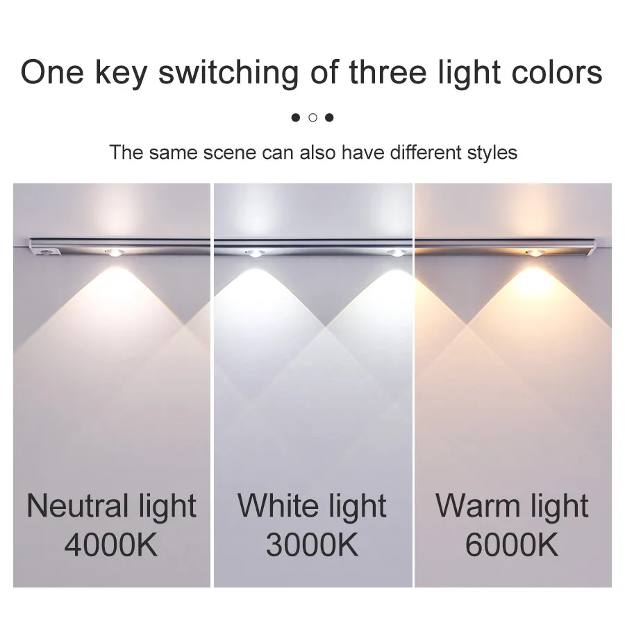 LED Cabinet Light Kitchen Closet Wardrobe Lamp Ultra Thin USB Rechargeable PIR Sensor Cabinet Night Light